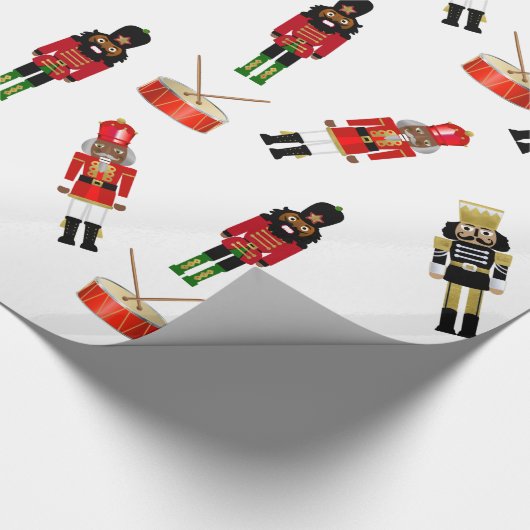 Schwarzer Nutcracker Weihnachtswrapper Geschenkpapier (Ecke)