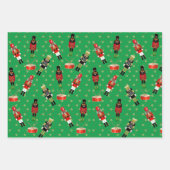 Schwarzer Nutcracker Weihnachtswrapping Paper Grün Geschenkpapier Set (Vorderseite)