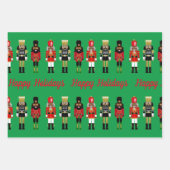 Schwarzer Nutcracker Weihnachtswrapping Paper Grün Geschenkpapier Set (Vorderseite 3)