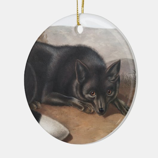 Schwarzer oder Silberfuchs (Vulpes fulvus) Keramik Ornament (Links)