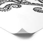 Schwarzer Oktopus auf Weiß Poster (Ecke)