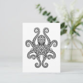 Schwarzer Oktopus auf Weiß Postkarte (Stehend Vorderseite)
