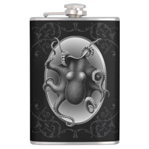 Schwarzer Oktopus-Trinkbehälter-Set Flachmann
