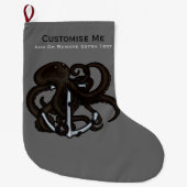 Schwarzer Oktopus über Anker Großer Weihnachtsstrumpf (Vorderseite)