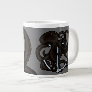 Schwarzer Oktopus über Anker Jumbo-Tasse
