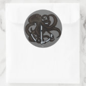 Schwarzer Oktopus über Anker Runder Aufkleber (Tasche)
