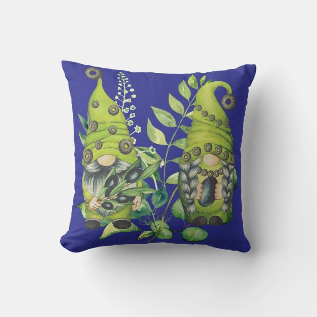 Schwarzer Olive Gnome Pillow Kissen (Vorderseite)