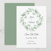 Schwarzer Olive-Kranz Save The Date (Vorne/Hinten)