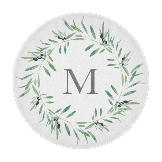 Schwarzer Olive-Kranz Schneidebrett (Vorderseite)