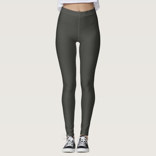 Schwarzer Olivenbaum (feste Farbe) Leggings (Vorderseite)