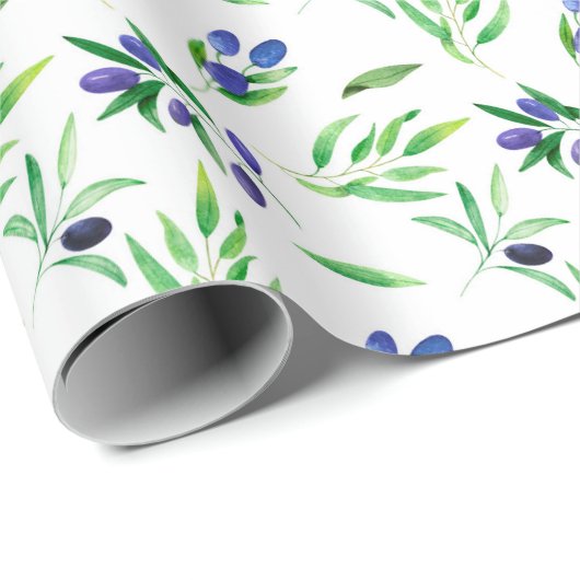 Schwarzer Olivenhain Geschenkpapier (Rolleneckpunkt)