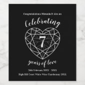 Schwarzer Onyx 7. Hochzeitstag Edelweinetiketten Weinetikett (Einzelnes Label)