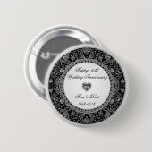 Schwarzer Onyx-Art-Diamant-Hochzeitstag Button (Vorne & Hinten)