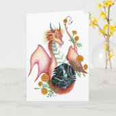 Schwarzer Onyx-Drache - Gruß-Karte Karte (Gelbe Blume)