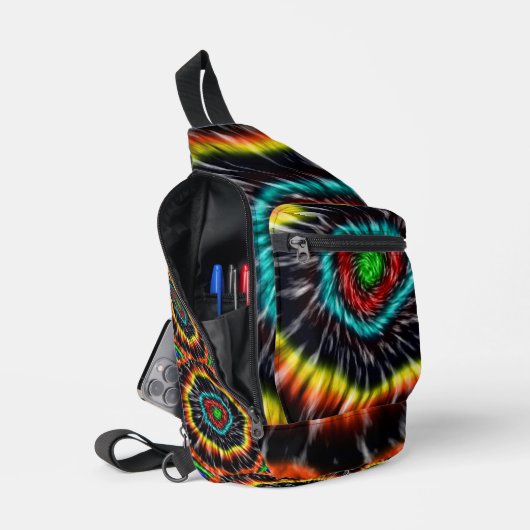 Schwarzer Opal-Tie-Dye, Crossbody Bag (Offen)