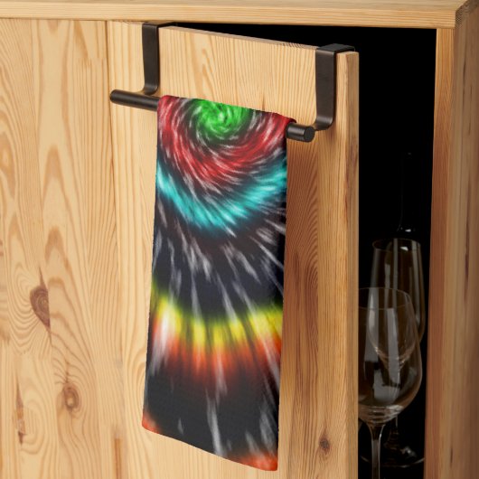 Schwarzer Opal Tie Dye, Geschirrtuch (Drittel gefaltet)