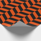 Schwarzer Orange Extra großer Herringbone Geschenkpapier (Ecke)