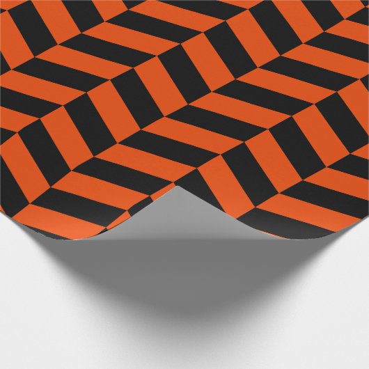 Schwarzer Orange Extra großer Herringbone Geschenkpapier (Ecke)