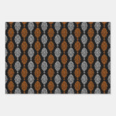 Schwarzer Orange Extravagant Skull Damask Hexe Hal Geschenkpapier Set (Vorderseite 3)