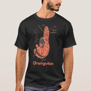 Schwarzer Orange Illustriert Gerettet Orangutan T-Shirt