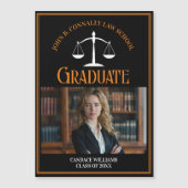 Schwarzer Orange Law School Abschluss Foto Magnet (Vorderseite)