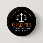Schwarzer Orange Law School Abschluss Keepake Button (Vorderseite)