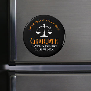 Schwarzer Orange Law School Abschluss Keepake Magnet