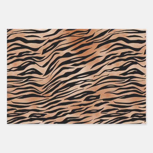 Schwarzer Orange Tiger Geschenkpapier Set (Vorderseite 3)