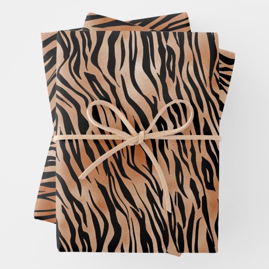 Schwarzer Orange Tiger Geschenkpapier Set (Beispiel)