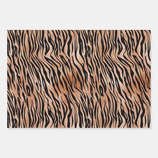 Schwarzer Orange Tiger Geschenkpapier Set (Vorderseite)