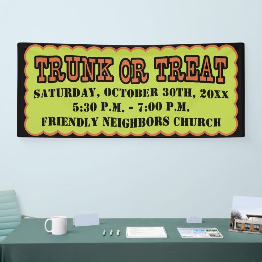 Schwarzer, orange und grüner Stamm oder Leckerei Banner (Messe)