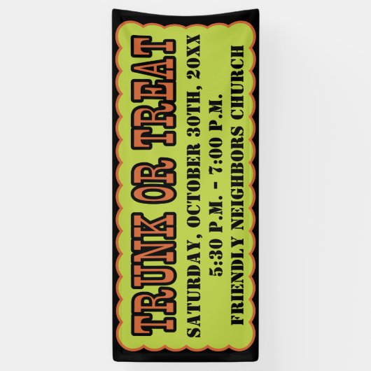 Schwarzer, orange und grüner Stamm oder Leckerei Banner (Vertikal)