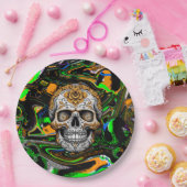 Schwarzer Orange und Zitronengrauer Zucker - Kunst Pappteller (Party)