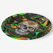 Schwarzer Orange und Zitronengrauer Zucker - Kunst Pappteller (Schrägansicht)