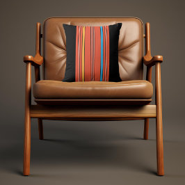 Schwarzer Orangenstreifen Vintag Kissen