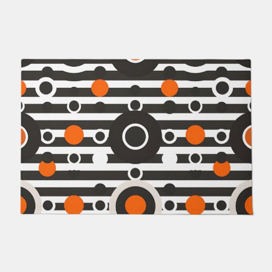 Schwarzer Oranger Retro-Kreis-Streifen Fußmatte (Vorderseite)