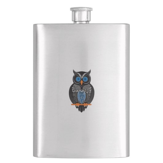 Schwarzer Owl-Flasche Flachmann (Vorderseite)