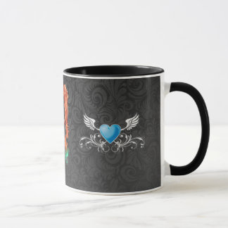 SCHWARZER PAISLEY-FRAUEN-HAAR-BLAU-HIRSCH TASSE