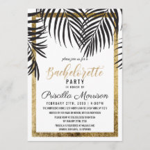 Schwarzer Palm Tree Fronds Gold Bachelorette