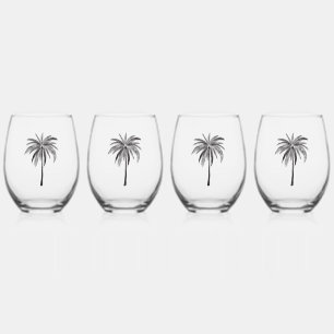 Schwarzer Palm Tree Glass Tumbler Weinglas Ohne Stiel