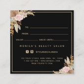 Schwarzer Pampasgras getrockneter Palmflora Schönh Quadratische Visitenkarte (Rückseite)