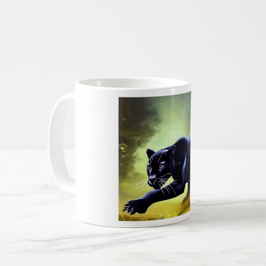 Schwarzer Panther (11) Wildkatze Kaffeetasse (Vorderseite Links)