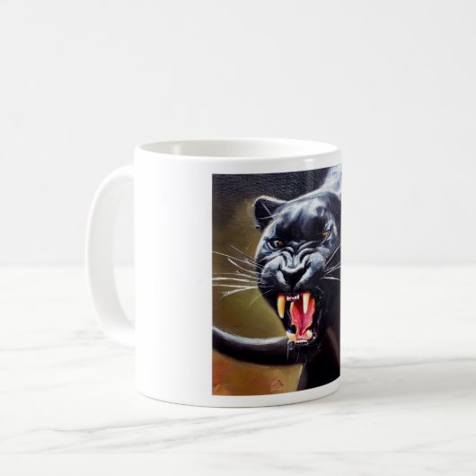 Schwarzer Panther (12) Wildkatze Kaffeetasse (Vorderseite Links)