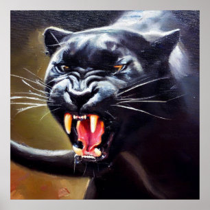 Schwarzer Panther (12) Wildkatze Poster