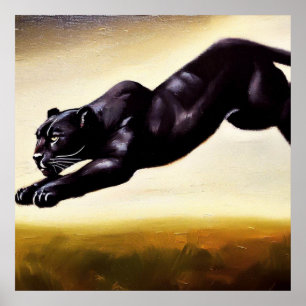 Schwarzer Panther (1) Wildkatze Poster