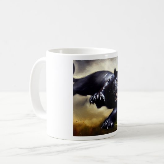 Schwarzer Panther (2) Wildkatze Kaffeetasse (Vorderseite Links)