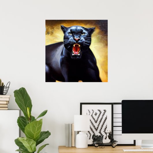 Schwarzer Panther (3) Wildkatze Poster (Heimbüro)