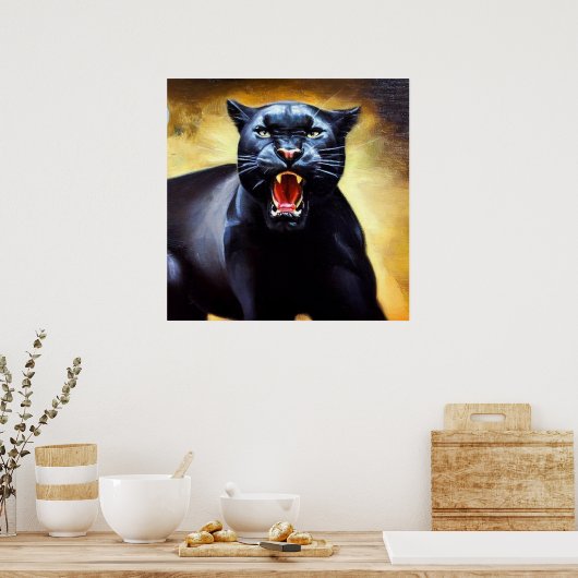 Schwarzer Panther (3) Wildkatze Poster (Küche)