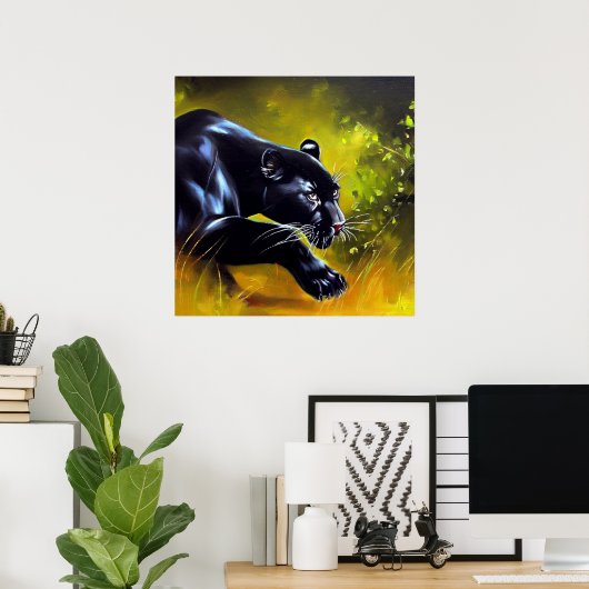 Schwarzer Panther (5) Wildkatze Poster (Heimbüro)