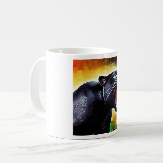 Schwarzer Panther (7) Wildkatze Kaffeetasse (Vorderseite Links)